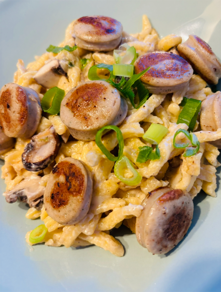 Spätzle Bratwurst Pfanne - Zwergenküche Spätzle Bratwurst Pfanne - Zwergenküche
